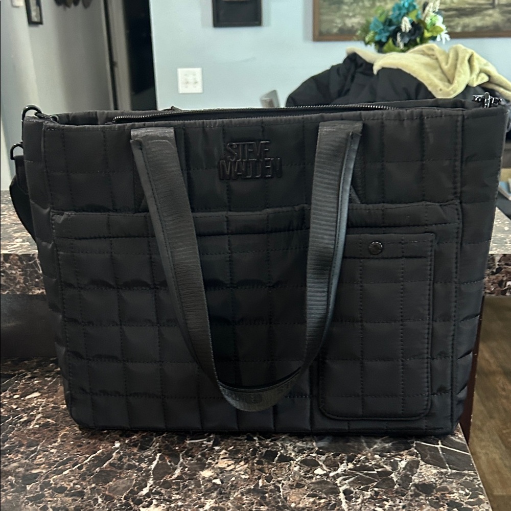 Steve Madden Quilted Black Laptop Bag